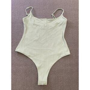 Onia Women Small Ribbed Green Bodysuit‎ Light Weight Minimalist